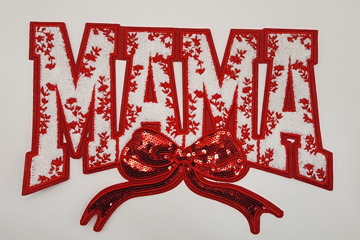 MAMA with bow chenille patch