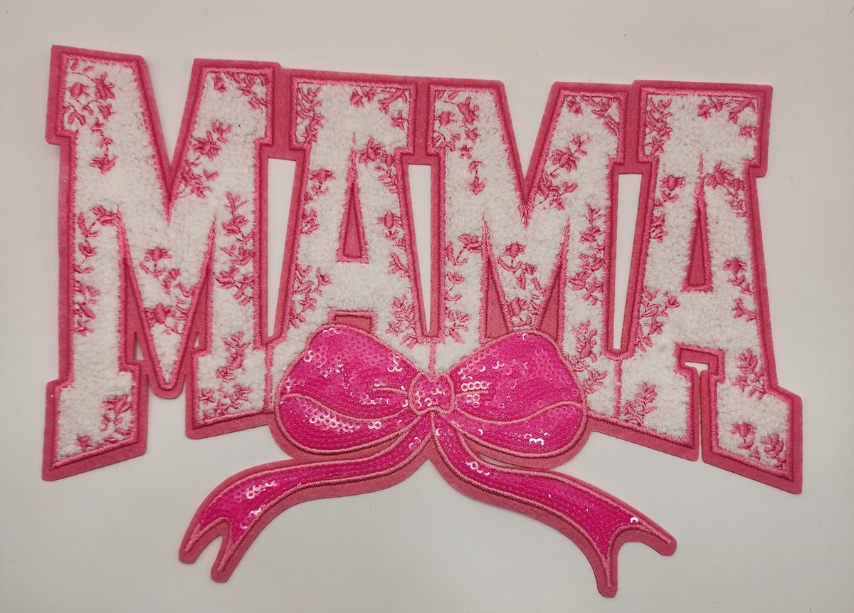 MAMA with bow chenille patch