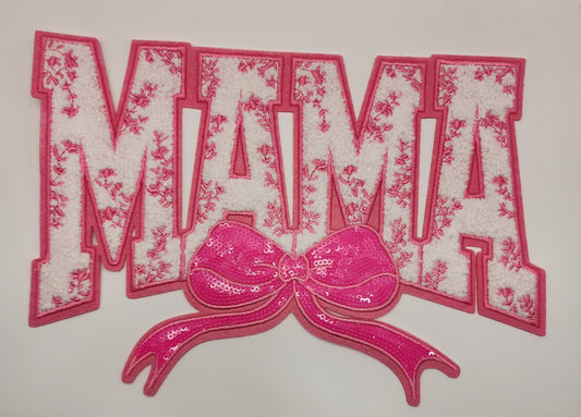 MAMA with bow chenille patch